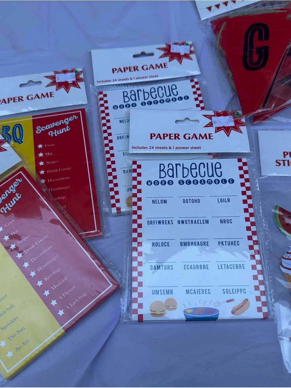 Party BBQ Paper Game & Puffy Sticker Party Kit - Red